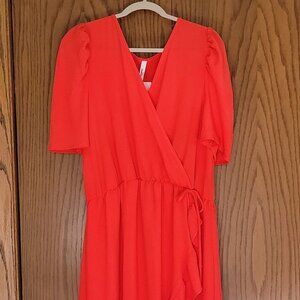 NWT Poppy Red Maxi length side tie dress